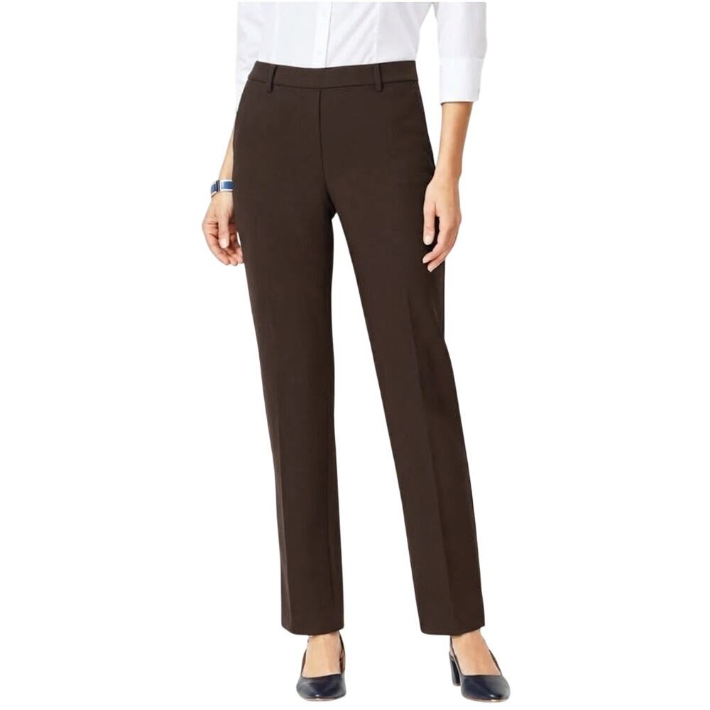 Talbots Bi-Stretch Pull On Straight Leg Pants Brown Women's Size Large NWT